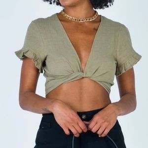 Size 6 Princess Polly Honey Honey Tank Top in Khaki